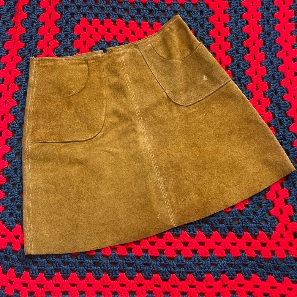 Vintage 70s Suede A-Line Mini Skirt